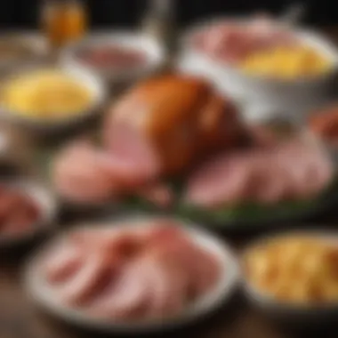 An assortment of sides complementing the ham