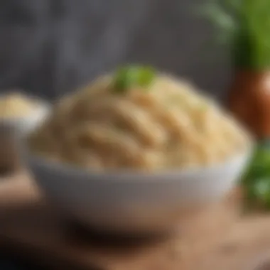 A bowl of fluffy quinoa rice garnished with herbs