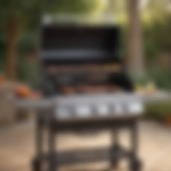 Diagram of a barbecue gas grill with labeled parts