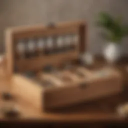 Elegant wooden tea storage box with compartments