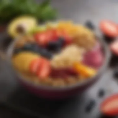Vibrant Acai Bowl with Fresh Toppings A vibrant acai bowl adorned with fresh fruits and granola
