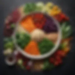 A vibrant plate showcasing a variety of fresh vegetables and grains