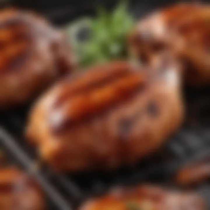 Close-up of barbecue chicken glazed with sauce