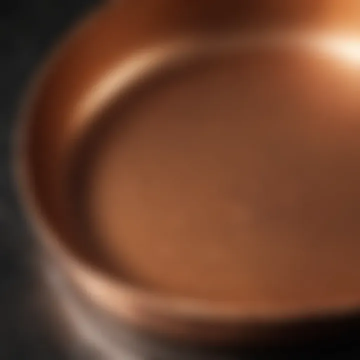 Detailed close-up of the copper skillet's interior