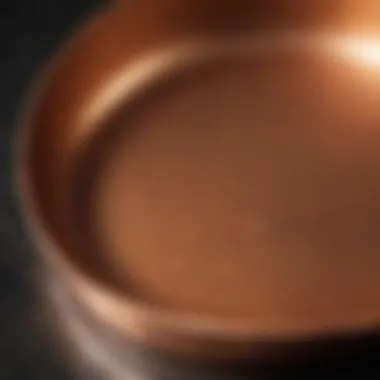 A Closer Look at Copper's Interior Detailed close-up of the copper skillet's interior