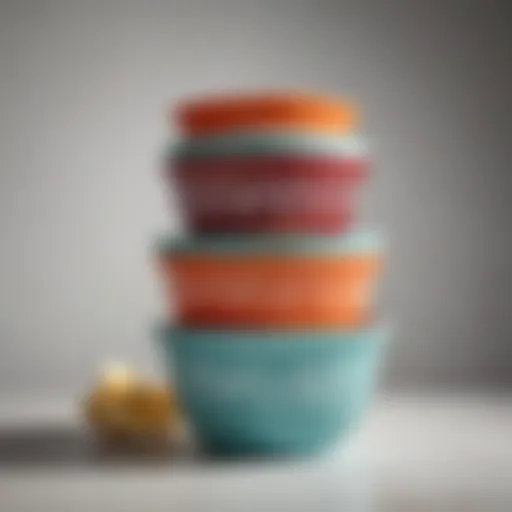 A collection of vintage Corning Pyrex bowls showcasing their iconic designs.