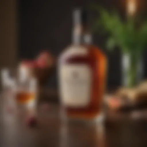 A luxurious glass of Elijah Craig bourbon surrounded by rich ingredients.
