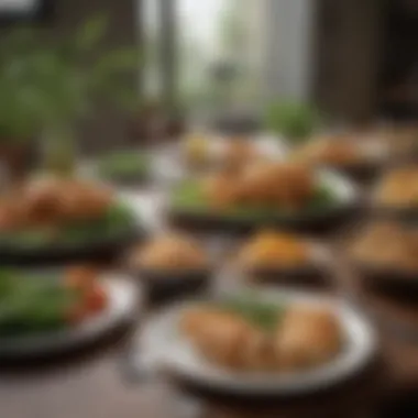 A beautifully styled table set for a plant-based meal featuring chicken alternative.