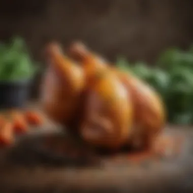 Texture and Color: The Finished Plant-Based Chicken An artistic display showcasing the texture and color of finished plant-based chicken.