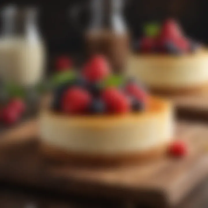 Creative variations of cheesecake served on a rustic wooden board