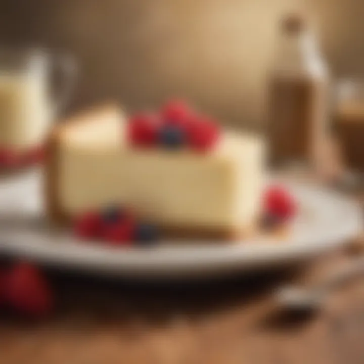 Elegant presentation of a classic cheesecake with a graham cracker crust