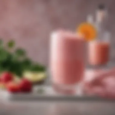 Stylishly Presented Keto Pink Drink A beautifully styled keto pink drink with garnishes in a chic setting