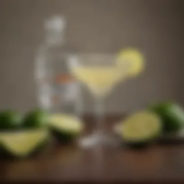 Essential Ingredients for a Classic Margarita A vibrant display of fresh limes and premium tequila showcasing essential margarita ingredients