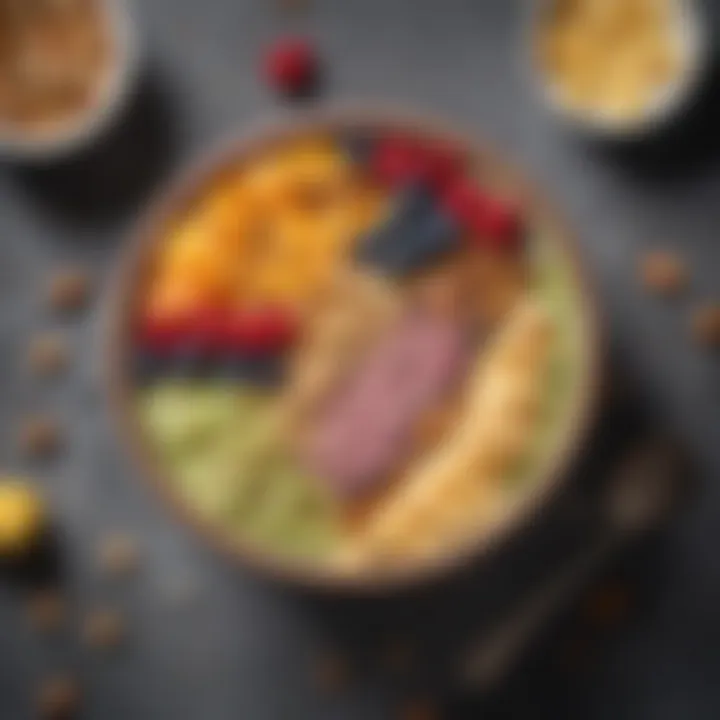 A beautifully presented smoothie bowl topped with nuts and fruits