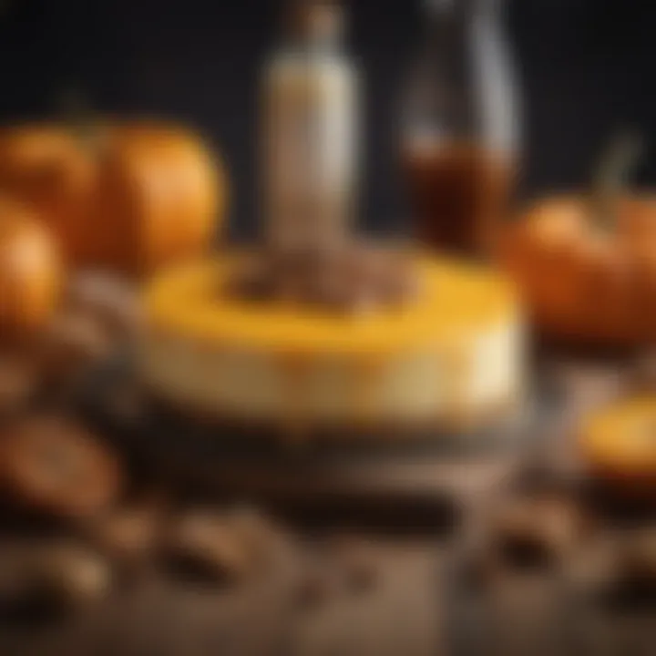 Ingredients laid out for making pumpkin cheesecake, showcasing freshness and quality