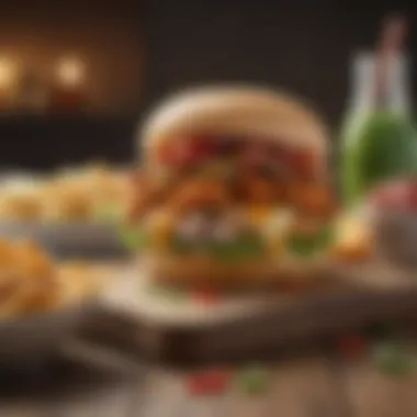 The Perfectly Assembled Spicy Chicken Sandwich An assembled spicy chicken sandwich with toppings and sauces