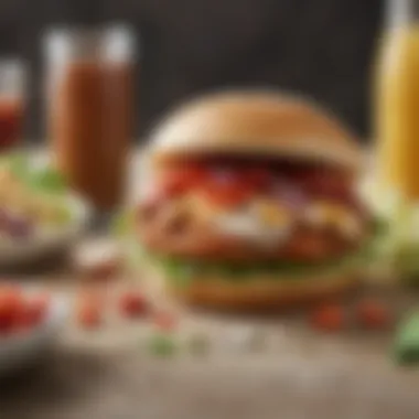 Fresh Ingredients for a Flavorful Sandwich A vibrant arrangement of fresh ingredients for a spicy chicken sandwich