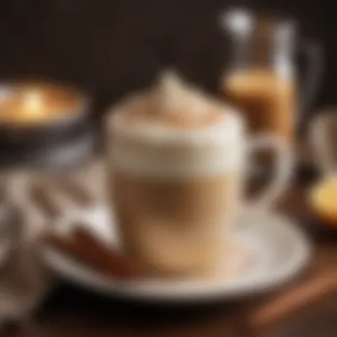 Elegantly Served Vanilla Latte A vanilla latte served in an elegant mug with a sprinkle of cinnamon