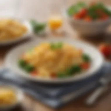 Beautifully Presented Plate of Macaroni Cheese A beautifully presented plate of macaroni cheese with a side of fresh vegetables