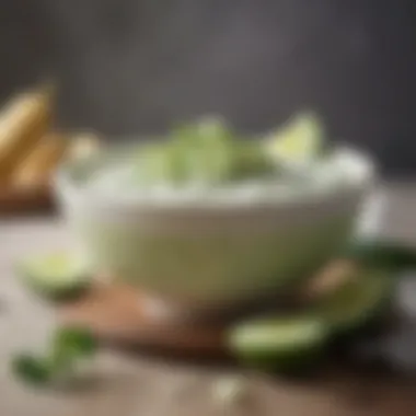 Fresh cucumber and yogurt blend in a bowl