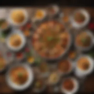 A Feast of Global Flavors A vibrant display of multicultural dishes arranged on a dining table
