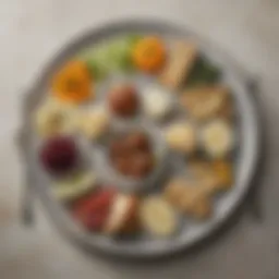 A beautifully arranged Seder plate showcasing traditional Passover items