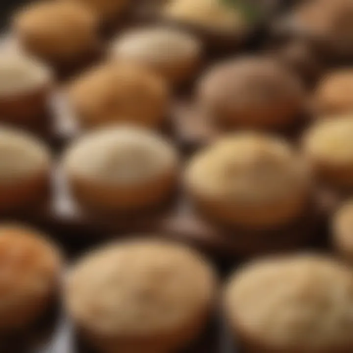 A variety of rice breads from different cultures displayed on a table