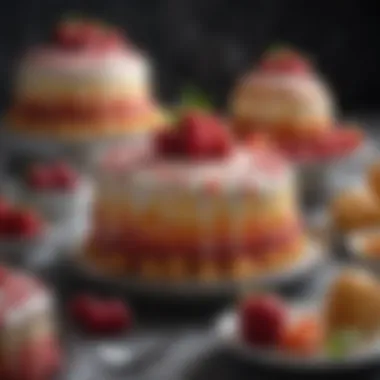 Artistic Dessert Presentation with Decorator Icing Artistic presentation of desserts showcasing the beauty of decorator icing