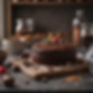 Essential Ingredients for Chocolate Cake Baking ingredients for chocolate cake laid out on a kitchen counter