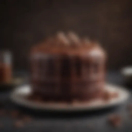 A decadent chocolate cake with rich frosting