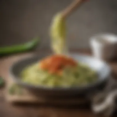 Zucchini Noodles Dish A bowl of zucchini noodles topped with a rich sauce