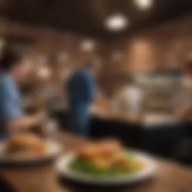 Local Eatery Experience A local eatery bustling with patrons enjoying their meals
