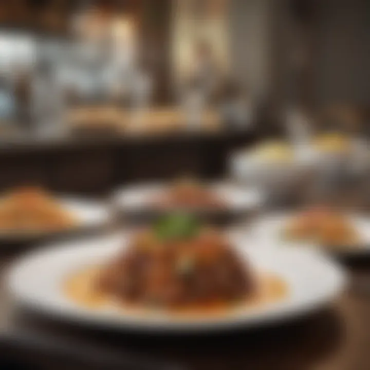 A diverse range of international dishes presented in a restaurant setting.