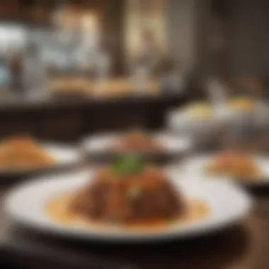 Global Culinary Offerings A diverse range of international dishes presented in a restaurant setting.