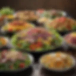An assortment of fresh salads showcasing colorful ingredients.
