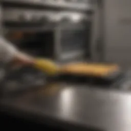 Heavy-duty degreaser being applied in an oven