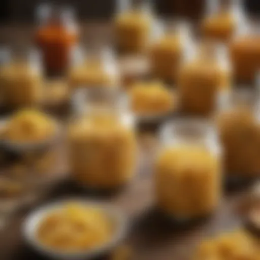 Various types of dried pasta in jars