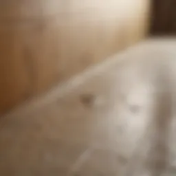 Close-up view of tile surface with soap scum buildup