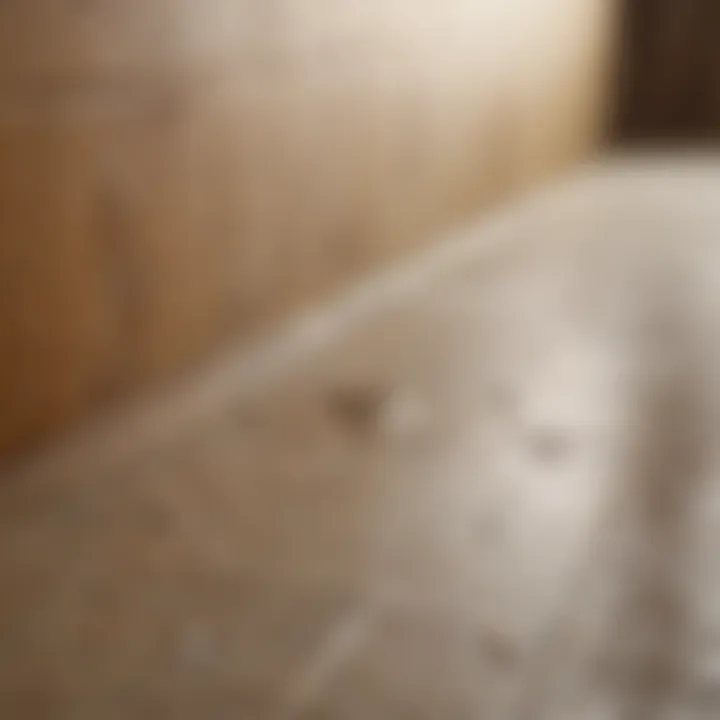 Close-up view of tile surface with soap scum buildup