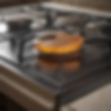 Close-up of a sparkling clean stove top.