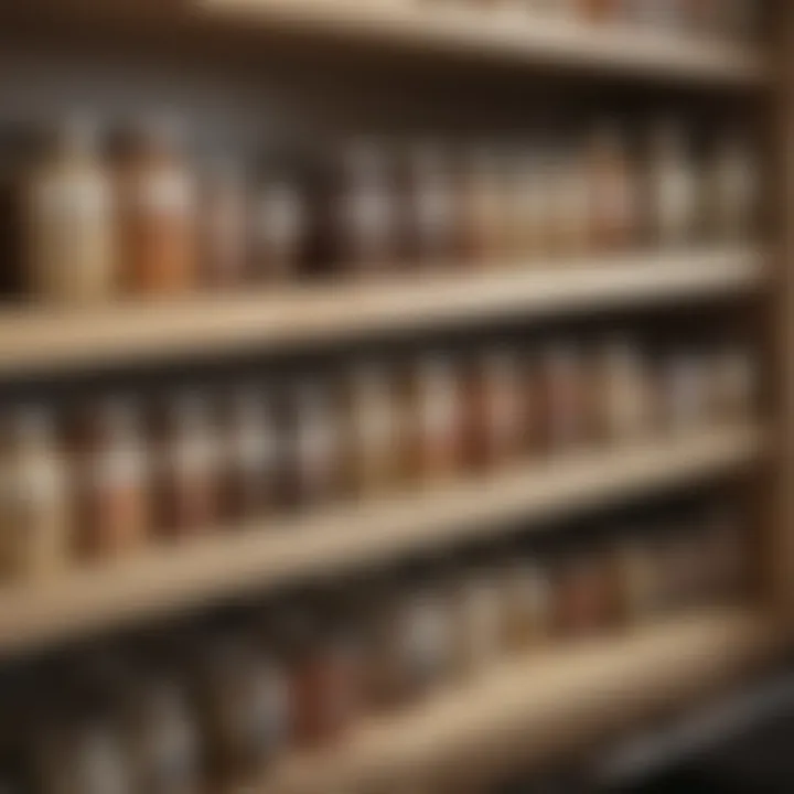 Well-arranged small kitchen cabinet with labeled containers