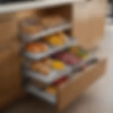 Maximizing Accessibility with Pull-Out Shelves Innovative pull-out shelves in a compact kitchen cabinet