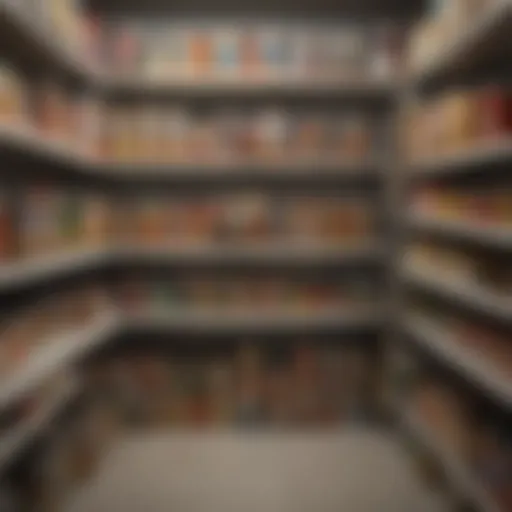 A variety of non-perishable food items stored in a pantry