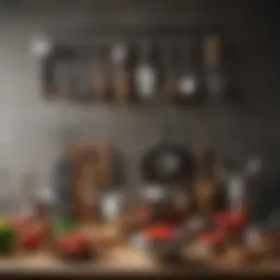 A vibrant assortment of essential kitchen tools neatly arranged