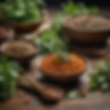 Herbs and Spices in Thai Cooking A close-up of fresh herbs and spices that are fundamental to Thai cooking