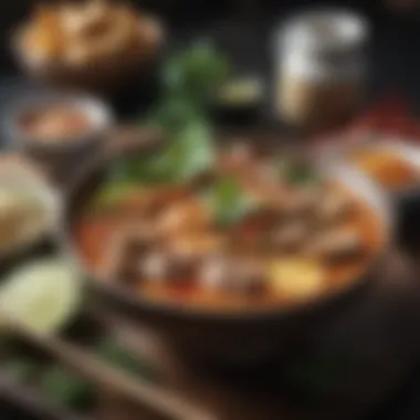 Traditional Thai Cuisine A vibrant display of traditional Thai dishes showcasing the variety of flavors and colors