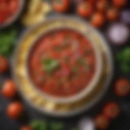 A vibrant bowl of salsa with fresh ingredients like tomatoes, onions, and cilantro