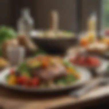 Nourishing Low-Carb Meal Presentation A serene setting showcasing a healthy low-carb meal