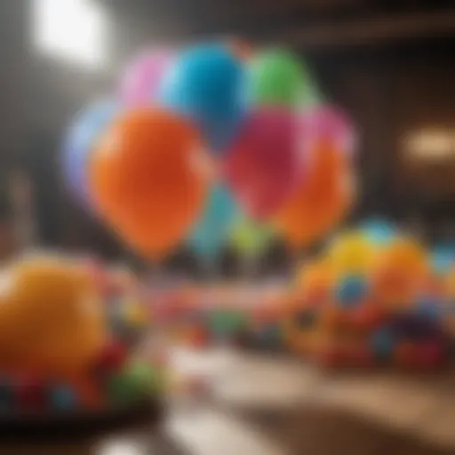 Colorful balloon arrangements at a festive event