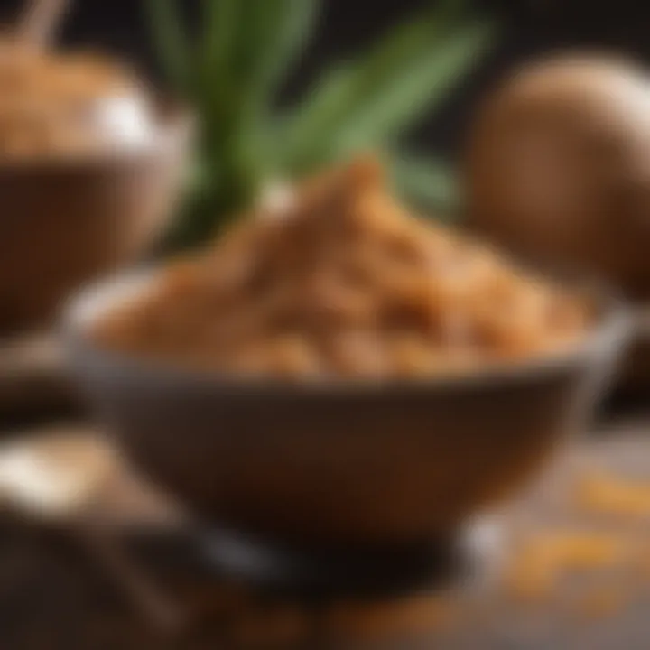 Coconut sugar in a decorative bowl